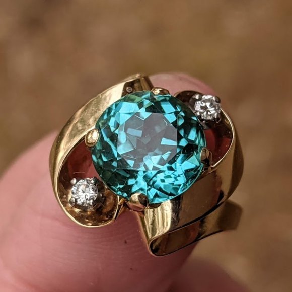 14k Gold Aqua Tourmaline Ring - Picture 3 of 8